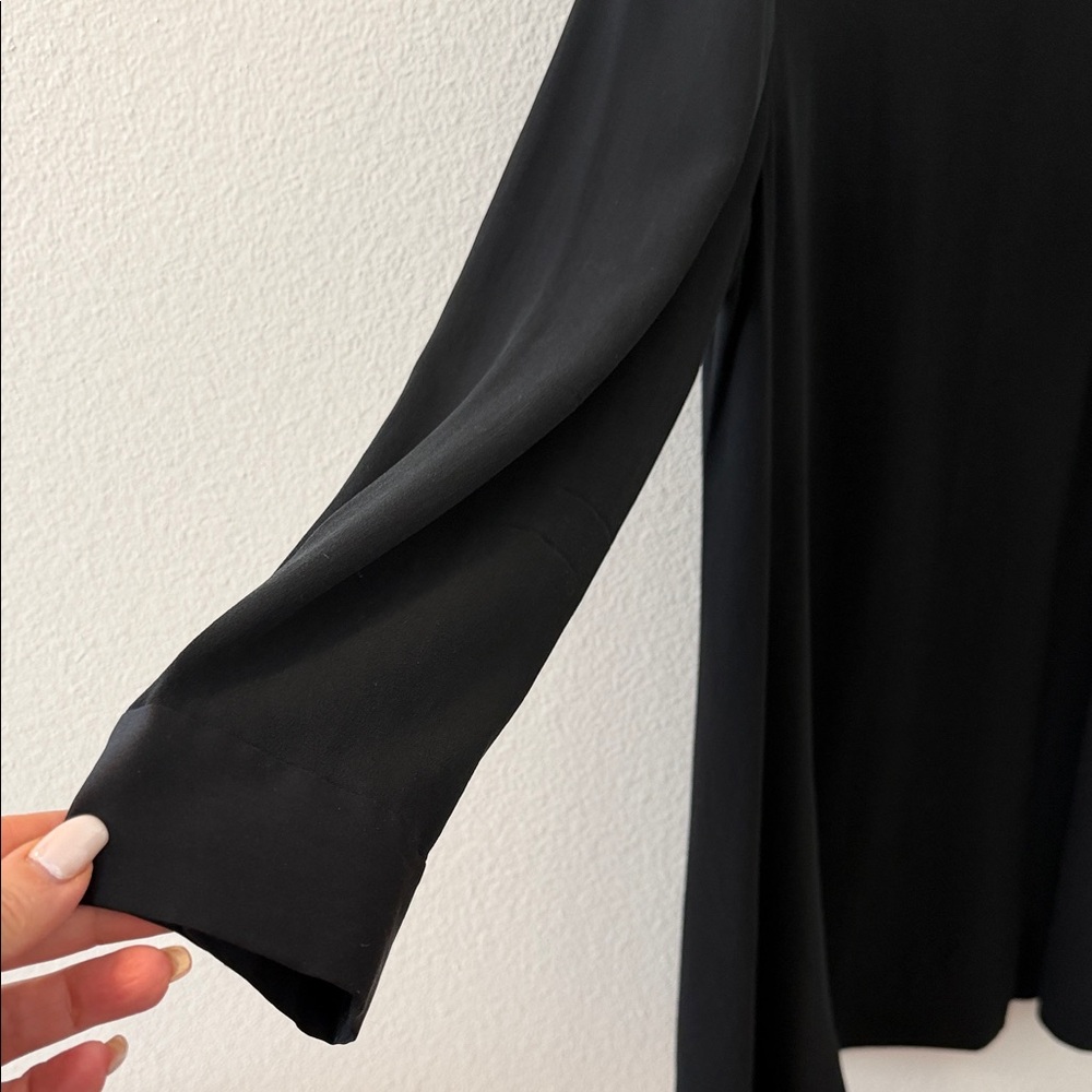 Eileen Fisher Classic Black Long Sleeve A line Dress - Picture 3 of 6